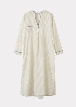 NIGHTDRESS WOMAN - ECRU BLUE STRIPE