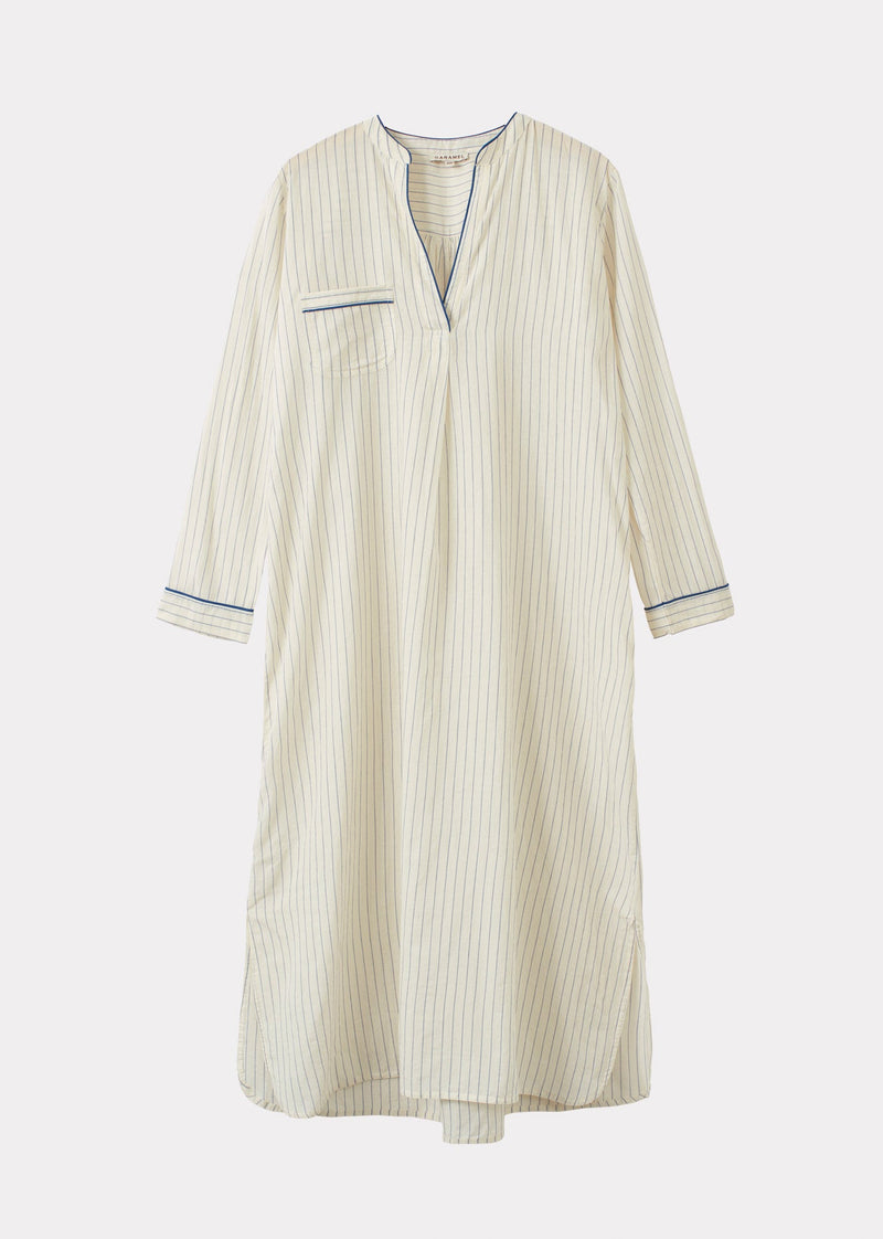 NIGHTDRESS WOMAN - ECRU BLUE STRIPE