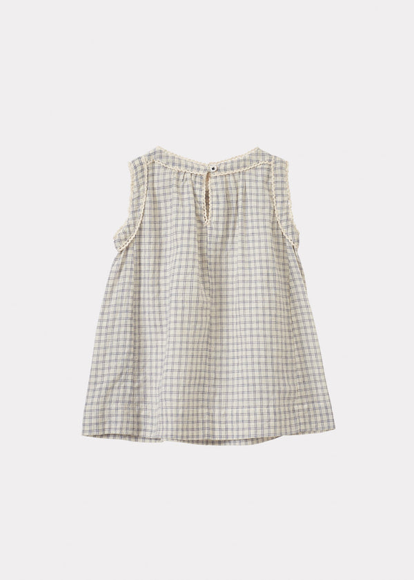 GINGER BABY DRESS - WHITE/NAVY CHECK